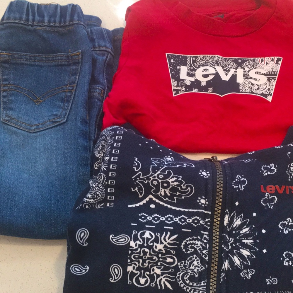 Levi’s Bundle- Levi's Red T-Shirt, Levi’s Blue Bandana Jacket, and Levi’s Jeans